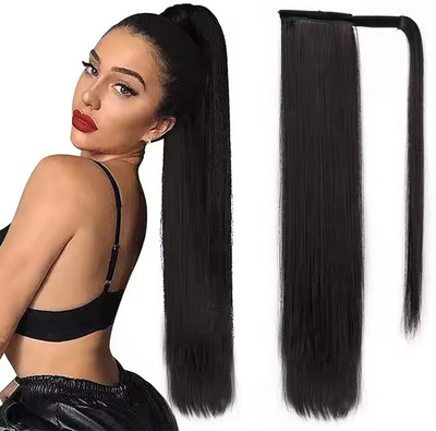 SAMYAK Wrap Around Ponytail  Extension 20 Inches Long Straight Texture Synthetic Hair Extension