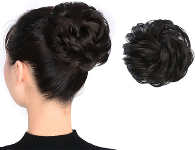 D-DIVINE Black 1PCS Messy Bun  Piece  Extension (Pack of 1) Hair Extension