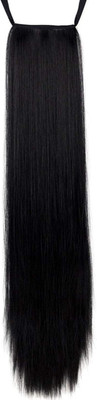 D-DIVINE Women's Synthetic Straight Black Ribbon Ponytail  Extension Pack of 1 Hair Extension