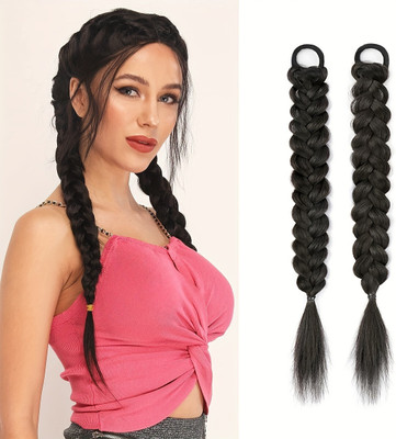 Chronex nEW 2PC 24Inch Soft Braided Ponytail Extensions with  Ties Hair Extension