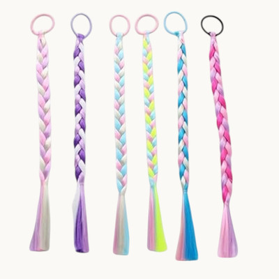 Chronex New Girls Rainbow Braids Extensions Synthetic Ponytail for Crazy Multi 2 pcs Hair Extension