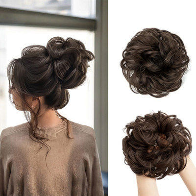 VIVIAN Brown 1PCS Messy Bun  Piece  Extension (Pack of 1) Hair Extension