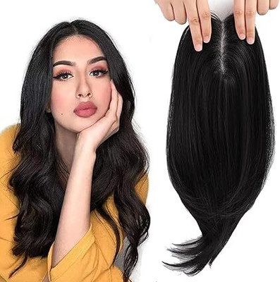 Pinaka 3 Clip Closure/Topper Extension For Cover Scalp Black Hair Extension