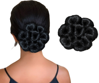 VIVIAN 1PCS Messy Bun  Piece  Extension With Elastic Rubber (Black) Hair Extension