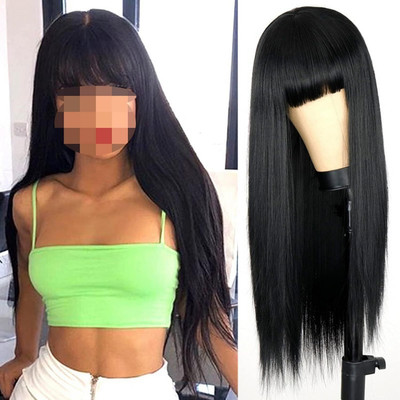 D-DIVINE Straight  Wig with Front Bangs Synthetic Hair Extension