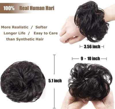 Decofy Large Messy Bun  Piece Wavy Curly Scrunchies Synthetic  Extensions Hair Extension