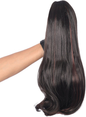 A B S Wavy Brown Highlighted Ponytail Extension with Claw Clutcher Hair Extension