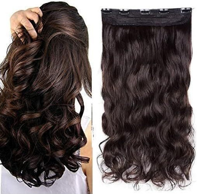 Getvock Soft Synthetic Brown Wavy Hair Extension