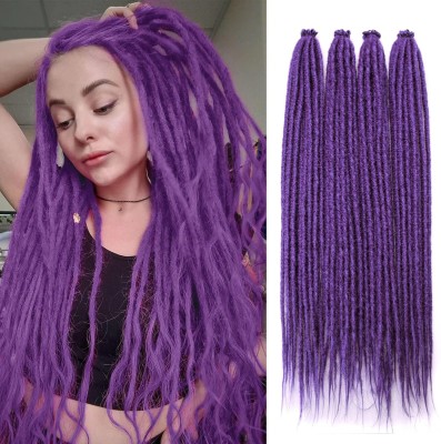 VIVIAN Dreadlock Extensions (PURPLE) 24 Inch Single Ended Dreads Crochet  10 Strand Hair Extension