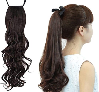 Getvock Ribbon Ponytail  Extensions Wavy (Women And Girls) (Brown)150 gram Hair Extension