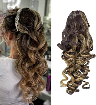 Blushia (Golden Highlighted) Clutcher based Synthetic  Extension Hair Extension