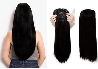 VIVIAN 3 Clips Front Scalp Cover  Closure Black Hair Extension
