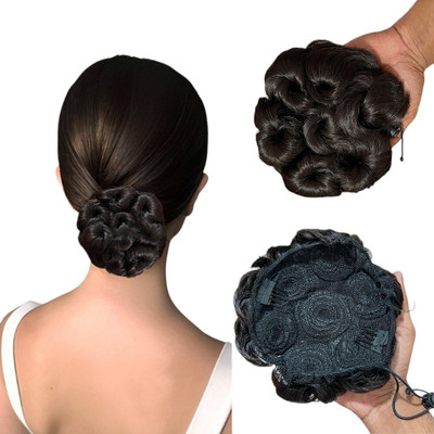 D-DIVINE 1PCS Messy Bun  Piece  Extension With Elastic Rubber (Brown) Hair Extension