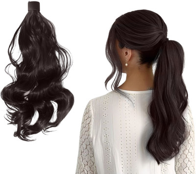 D-DIVINE Natural Looking Wavy Ponytail  Extension - 24 Inch Brown Wig (Pack of 1) Hair Extension