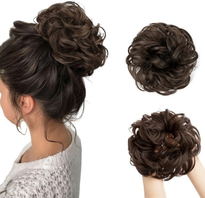 Blushia 1PCS Messy Bun Piece Extension With Elastic Rubber Brown  Extension Hair Extension