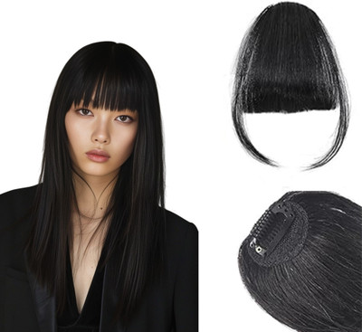 VIVIAN Clip in Bangs- Synthetic  Bangs Clip in  Extension, Black (Pack of 1) Hair Extension