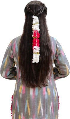 NEAAMA HAIR AND BEYOND ARTIFICIAL GARLAND FLOWER JUDA GAJRA FOR WOMEN WHITE, GREEN & RED Hair Extension