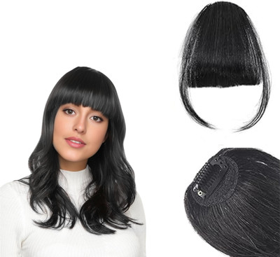 Blushia Clip in Bangs- Synthetic  Bangs Clip in  Extensions (Pack of 1) Black Hair Extension