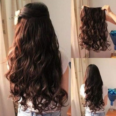 blush story Stylish Best Quality 24 Inch Natural Brown Wavy/Curly  Extension for Women Hair Extension