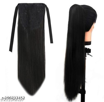 HNB23 Ribbon Ponytail  Extensions For Women And Girls (Straight Black) Hair Extension