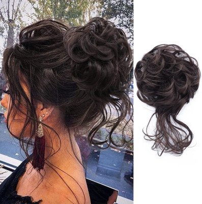 MEGARICH Messy  Bun with Fringe Brown Color Hair Extension