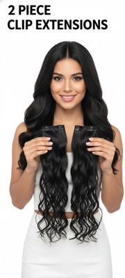 SS clipextension SS 2 clip set 3 curly Real look hair extension for women black Hair Extension