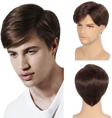 APOEM Full Head Synthetic Gents  Wigs For Men And Boys (Natural Brown) Hair Extension