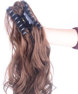 SAMYAK Curly Wavy  Extension with attached Claw Clip Ponytail 2 in 1 Hair Extension