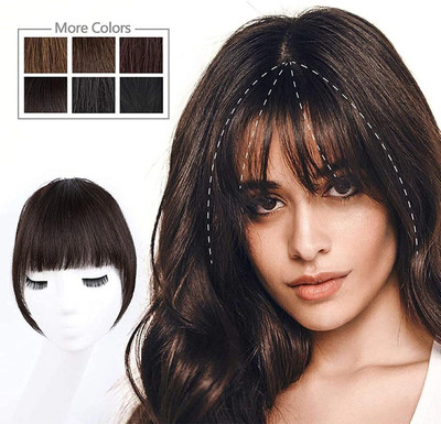 Firstkart Fringe Bangs Synthetic  Extensions Clip In Bangs 6 Inch Short Straight piece Front Neat Bang Two Side Blonde Hair Extension