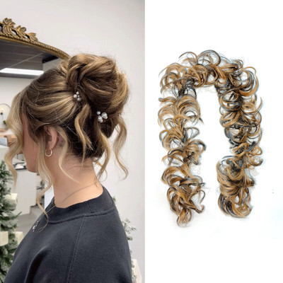 D-DIVINE Elastic Long  Frill Multi Purpose Bride Casual  (Brown) Hair Extension
