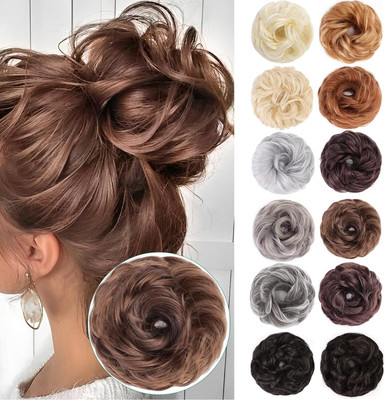D-DIVINE Messy  Bun  Wavy Curly Scrunchies Ponytail Extension Synthetic Extension Hair Extension