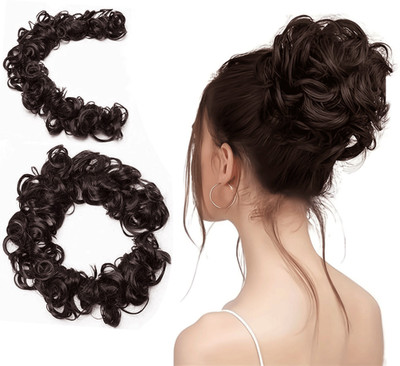 SHEETAL CREATIONS Quality Elastic Long  Frill (Natural Brown) Hair Extension