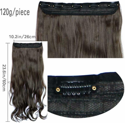 TRESS Beautiful Look Premuim Brown Wavy 5 Clip In Hair Extension