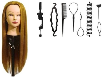 El cabelll Golden  Dummy For styling & Cutting With Free 5Pcs braid Tool & Stand Hair Extension