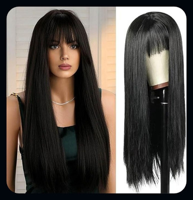 Hamsri Women Straight Long  Full Head Wig Black (24 Inch)-N Hair Extension