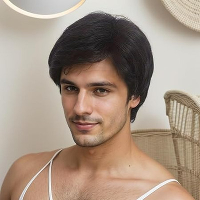 Hamsri Full Head Short Wig For Men  Extension Hair Extension