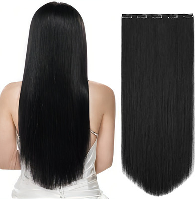 D-DIVINE  Extensions And Wigs Women Curly/Wavy 5 Clips in Black color Hair Extension
