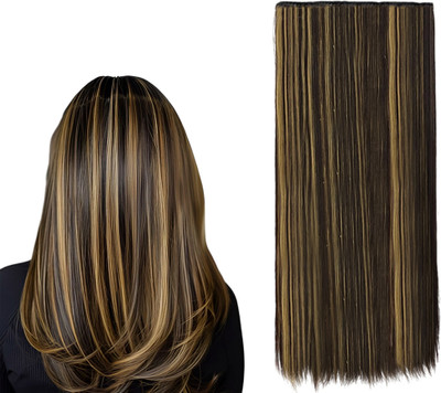 Pinaka Synthetic  Highlight Hole Extensions 5 Clips Based 24 inch Straight Hair Extension