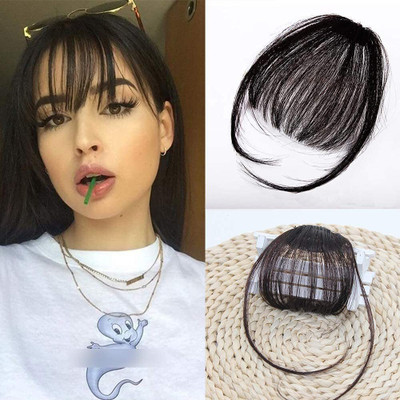D-DIVINE Bird Clip On Bangs, Natural Black  Extensions For Woman,Girls (set of 1) Hair Extension