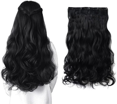 DreamExim Black 5 Clip in Wavy  Extension (22inch ) Hair Extension