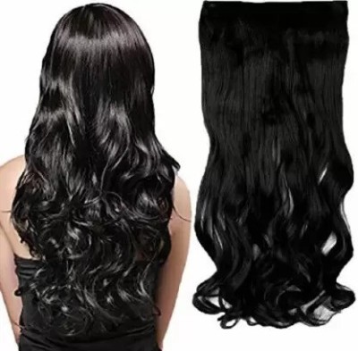 CAMOLA DEVA Women's Natural Black Curly / Wavy Extensions in High Synthetic Fiber in 24 inch Hair Extension