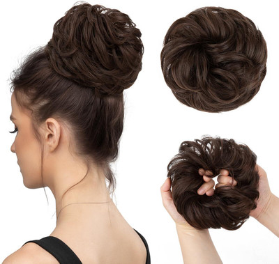 Sheetal Trader Large Messy Bun  Piece Wavy Curly Scrunchies Synthetic  Extensions Hair Extension