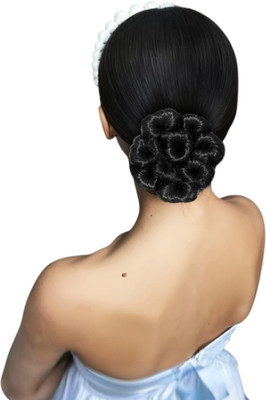 Views 1PCS Messy Bun  Piece  Extension With Elastic Rubber (Black) Hair Extension