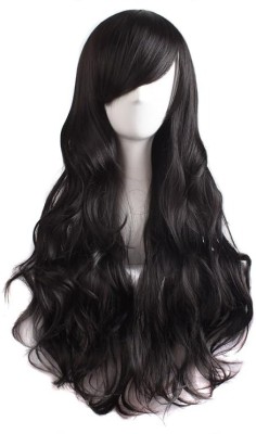 Hamsri Women Curly Wavy Long  Full Head Wig Black (24 Inch) Hair Extension