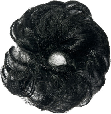 KPJN ENTERPRISES 2 Pcs Messy  Bun Scrunchie Synthetic piece with Elastic Band (Black) Hair Extension