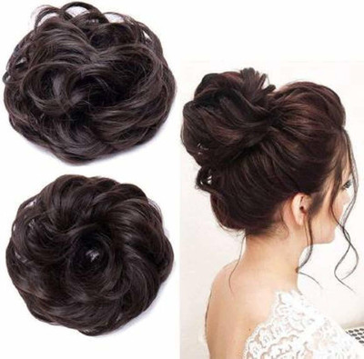 Blushia 1PCS Messy Bun  Piece  Extension With Elastic Rubber Color Brown Hair Extension