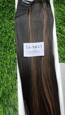 SkyHair BROWN WITH GOLDEN HIGHLIGHTS 5 Clips based Straight PREMIUM Matte Finish Hair Extension