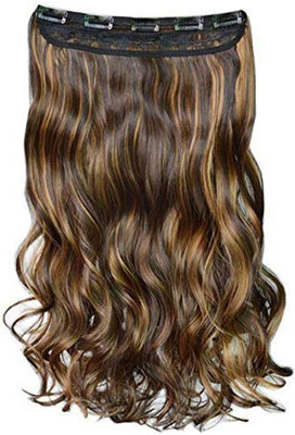 MEGARICH 5 Clips Based Straight Golden Highlights Curly/Wavy) Hair Extension