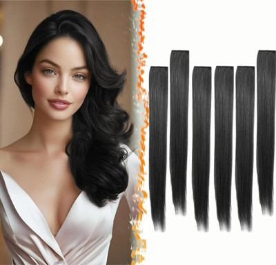 SS clipextension 6 clip real look hairs for women black 22 inch easy to wear Hair Extension