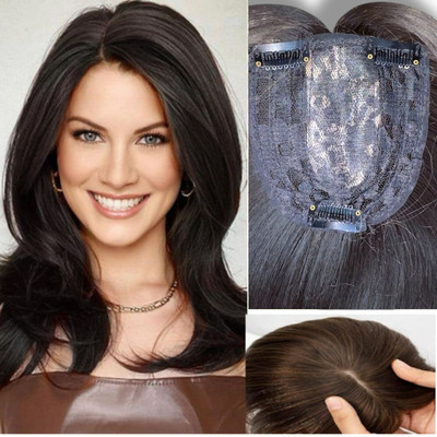 kerav 3 Clip Topper Front and Scalp Cover Up extensions Black  Extension Hair Extension